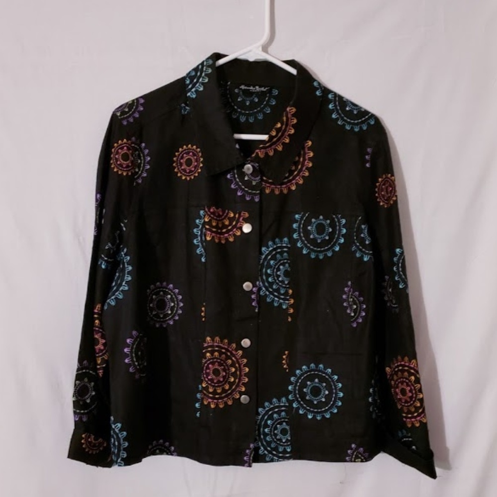 Ladies Stylish Linen Jacket with multi pattern